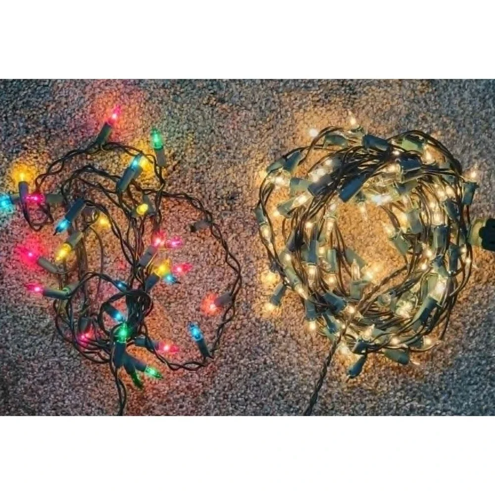 Lot of 2 Multicolor & White Christmas Lights 40 -100 lights White lights twinkle